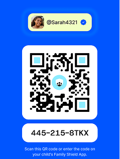 A QR code for connecting your child's phone.